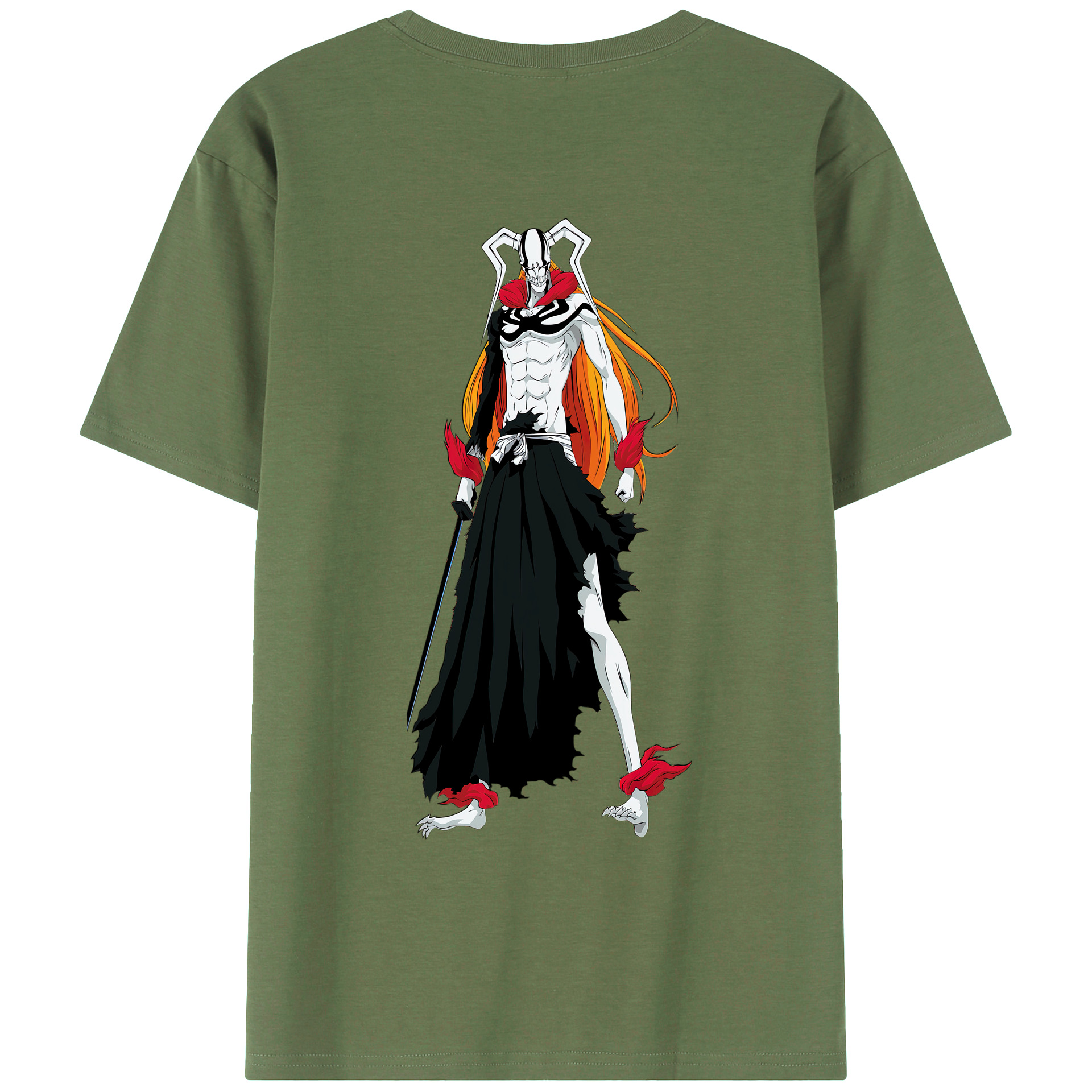 （画像用） ブリーチ 黒崎一護（くろさき いちご）BLEACH Kurosaki Ichigo 綿100％ メンズ半袖Tシャツ（バックプリント） 通気性